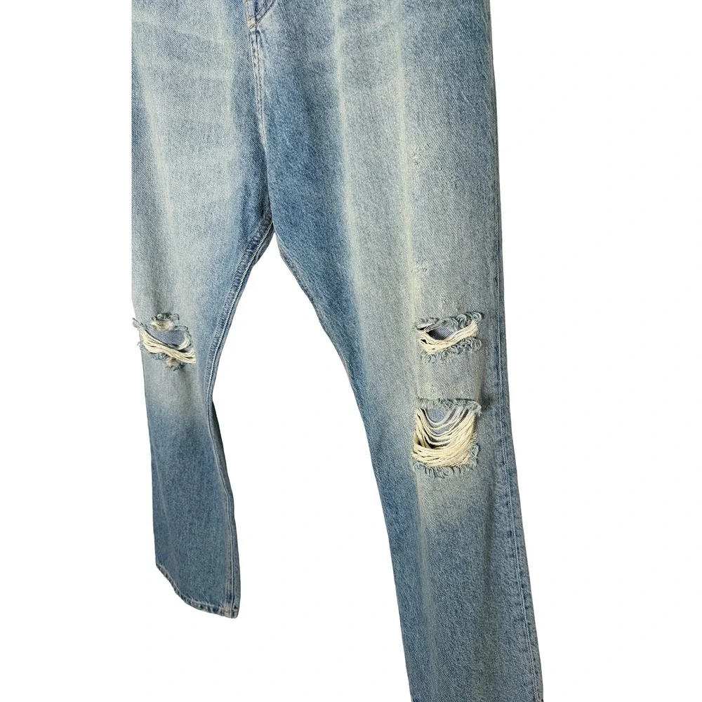 Free People We The Free Women's High Rise Straight Leg Distressed Blue Jeans 28